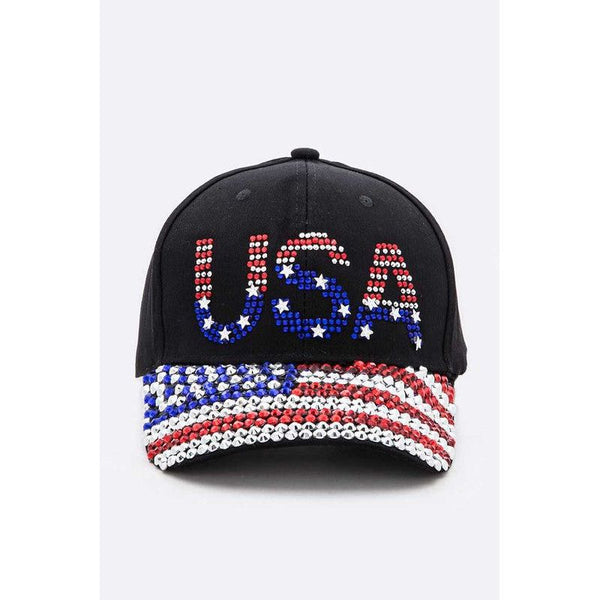 USA Rhinestone Statement Baseball Cap