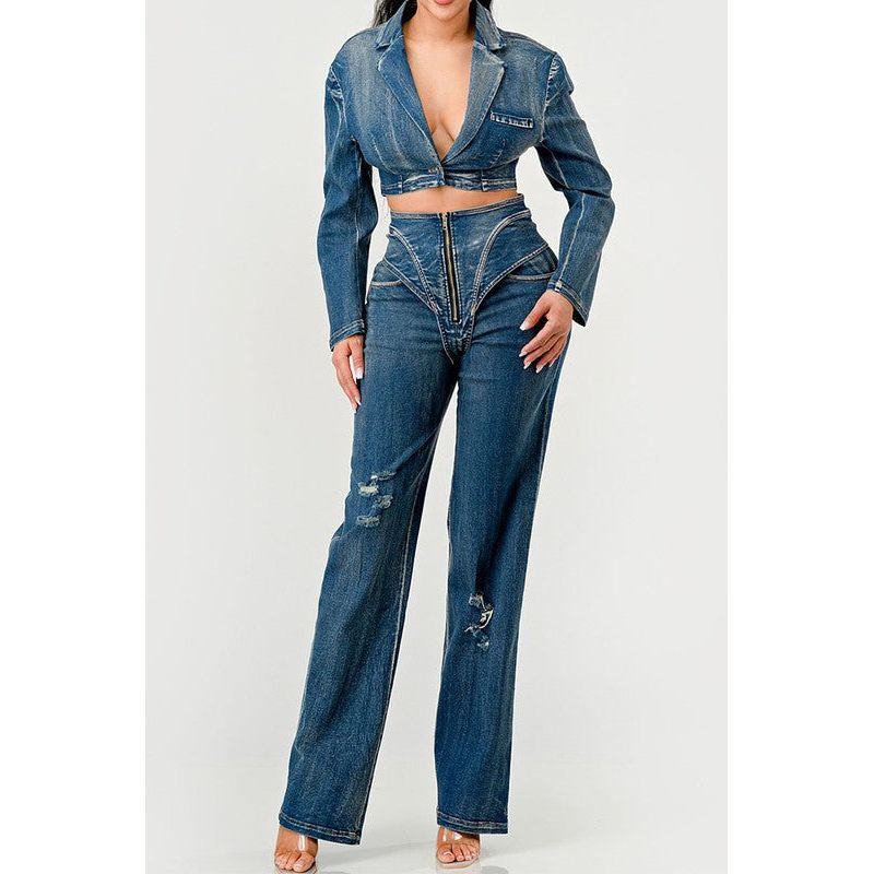 Cool Chick Denim Pant Set