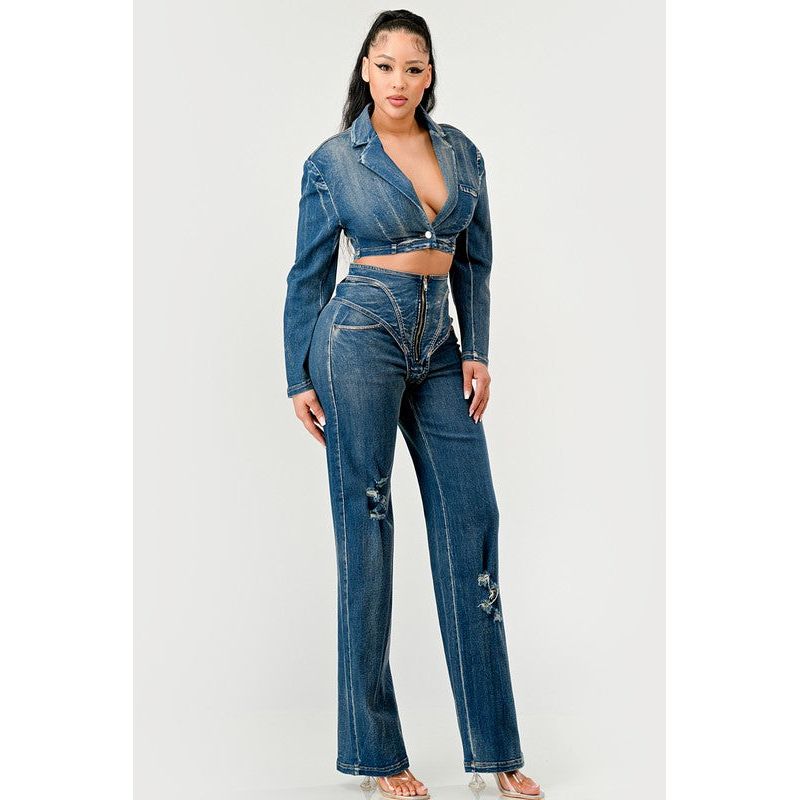 Cool Chick Denim Pant Set