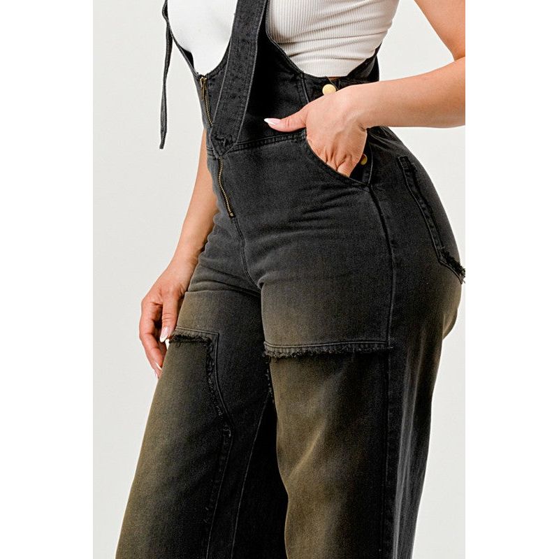 Urban Noir Denim Overalls Black Jumpsuit