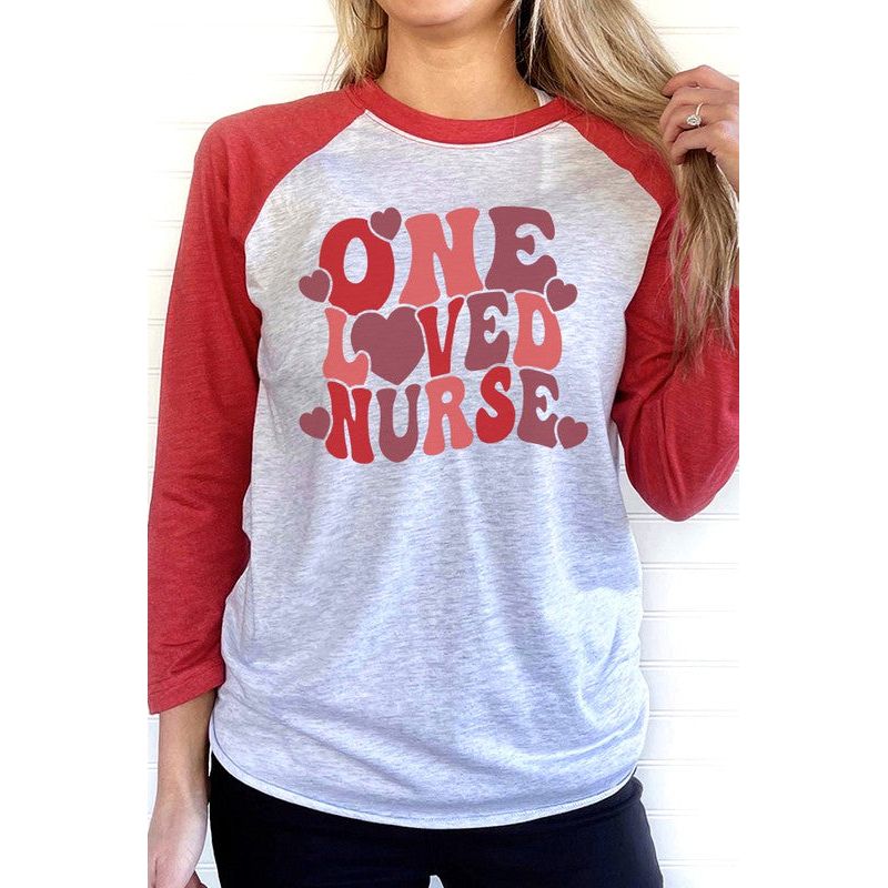 Valentine's Day One Loved Nurse Raglan