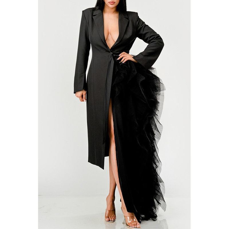 Noir Cascade Tuxedo Gown