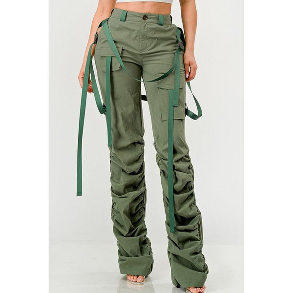 Ruched Utility Elegance Pants