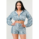 Glitz & Denim Sequin Hoodie Set