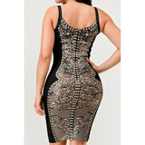 Dark Aztec Printed Bandage Dress