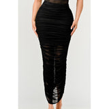 Sleek Black Sheer Illusion Midi Dress