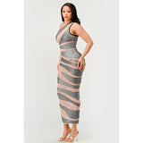 Metallic Bandage Mesh Insert Dress