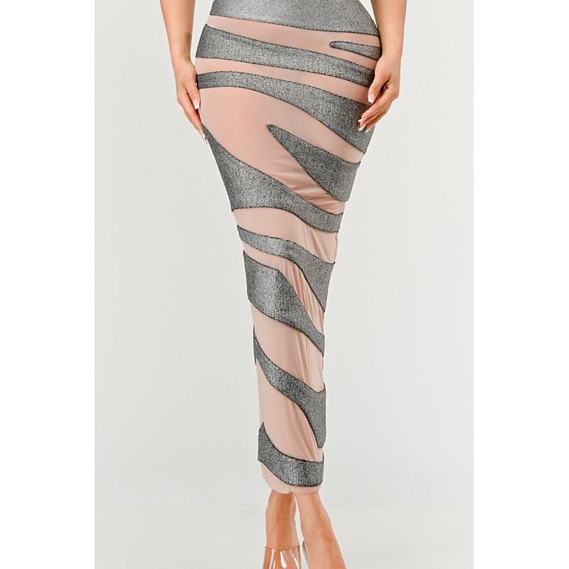 Metallic Bandage Mesh Insert Dress