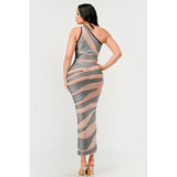 Metallic Bandage Mesh Insert Dress