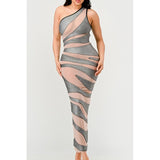 Metallic Bandage Mesh Insert Dress