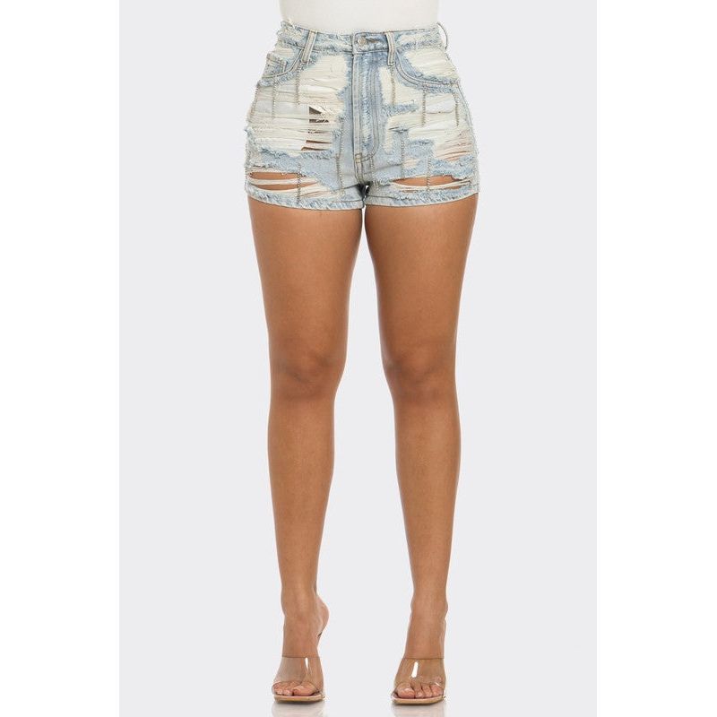 Rebel Spirit Distressed Denim Shorts