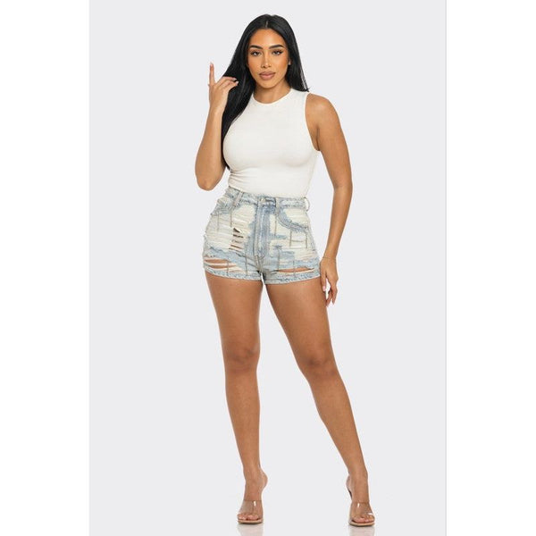 Rebel Spirit Distressed Denim Shorts