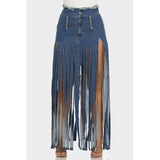 Bohemian Rhapsody Fringe Denim Skirt