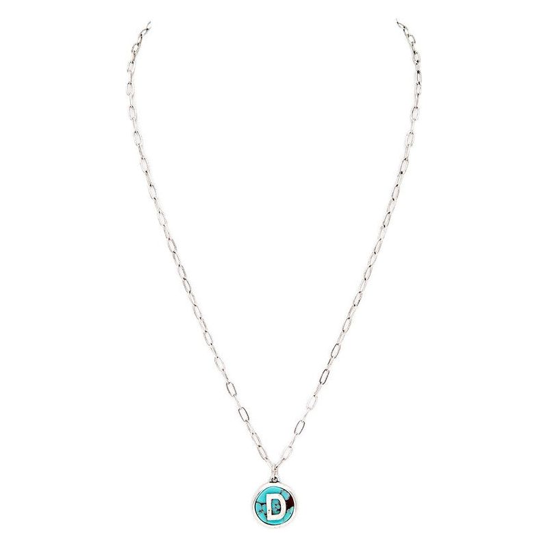 Initial D Turquoise Pendant Necklace