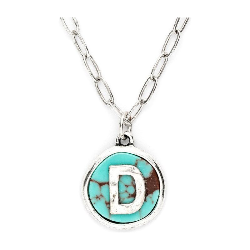 Initial D Turquoise Pendant Necklace