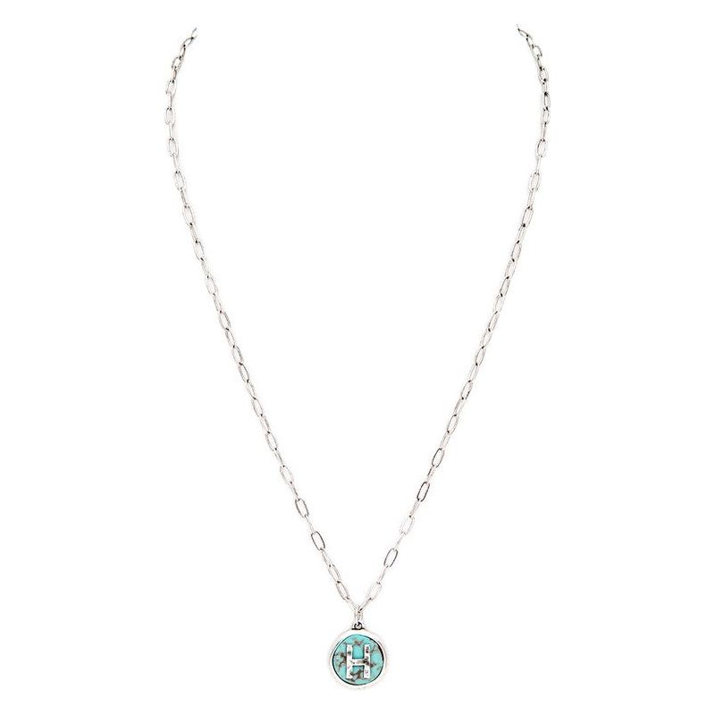 Initial H Turquoise Pendant Necklace