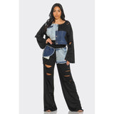 Distressed Denim Patchwork Set