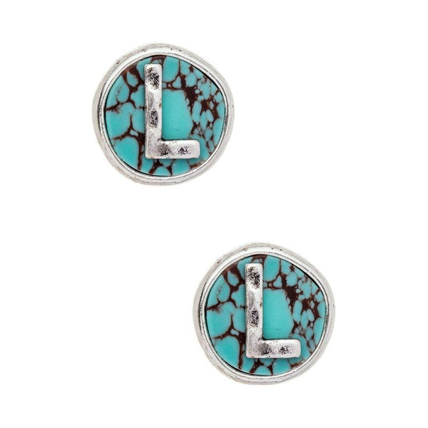 Initial L Turquoise Stud Earrings