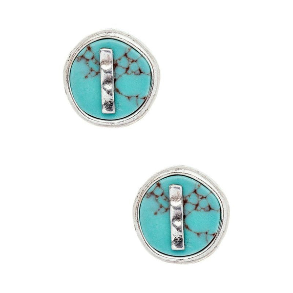 Initial I Turquoise Stud Earrings