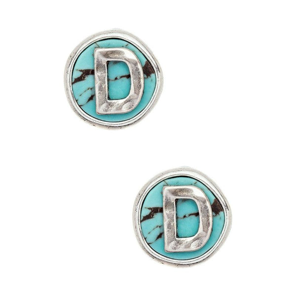 Initial D Turquoise Stud Earrings