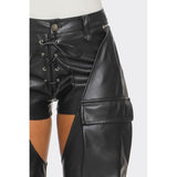 Cut Out Leather Cargo Pants