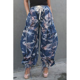 Urban Chic Drawstring Denim Cargo Pants- PLUS SIZE