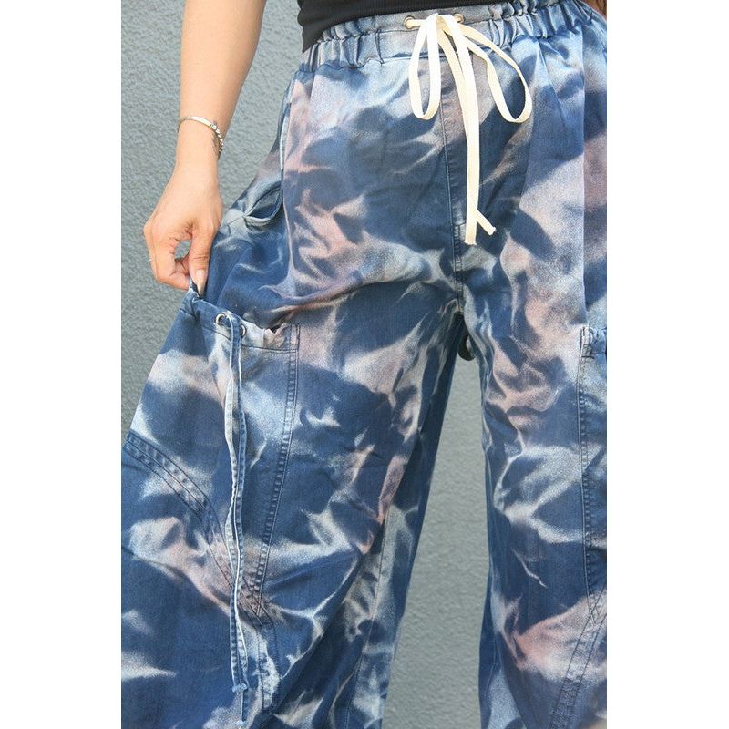 Urban Chic Drawstring Denim Cargo Pants- PLUS SIZE