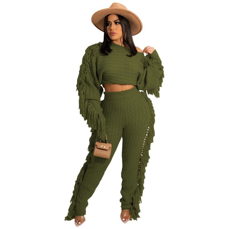 WOMEN FASHUON  2PC SWEATER PANTS SET