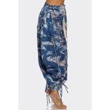 Urban Chic Drawstring Denim Cargo Pants- PLUS SIZE