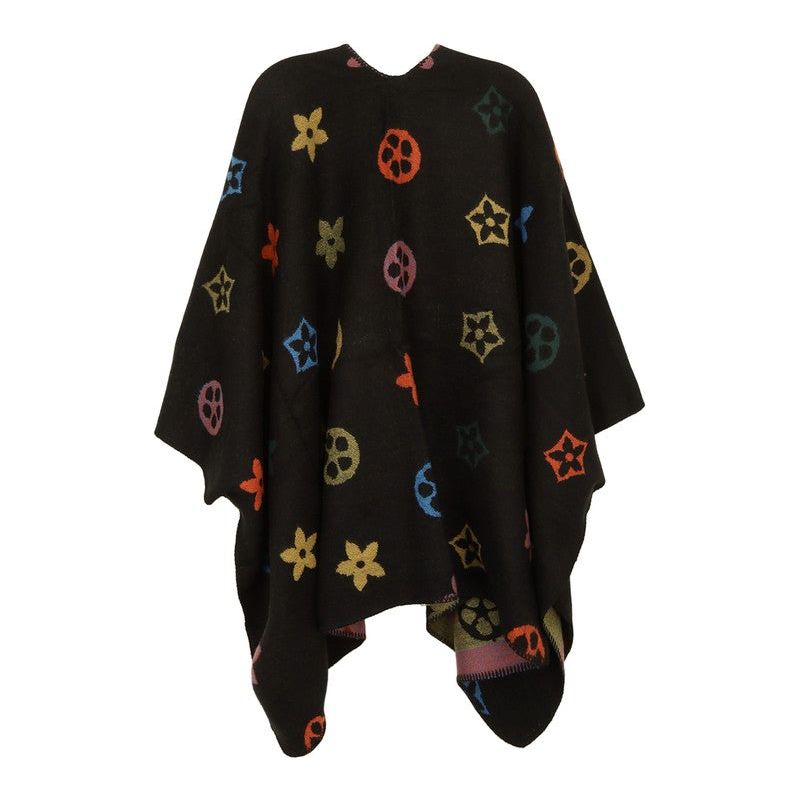 Multi Color and Geometric Pattern Poncho