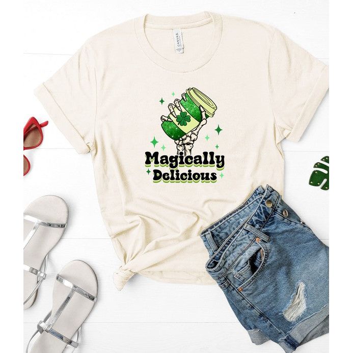 Magically Delicious Coffee Graphic Crew Neck Tee