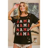 BiBi MAMA Graphic Distressed Short Sleeve T-Shirt - Spicie's Boutique