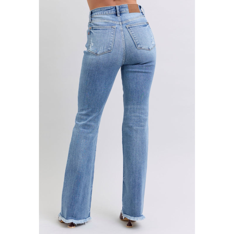 Judy Blue Raw Hem High Rise Bootcut Jeans