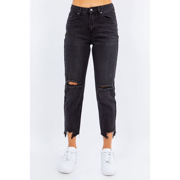 American Bazi High Waist Distressed Cropped Straight Jeans