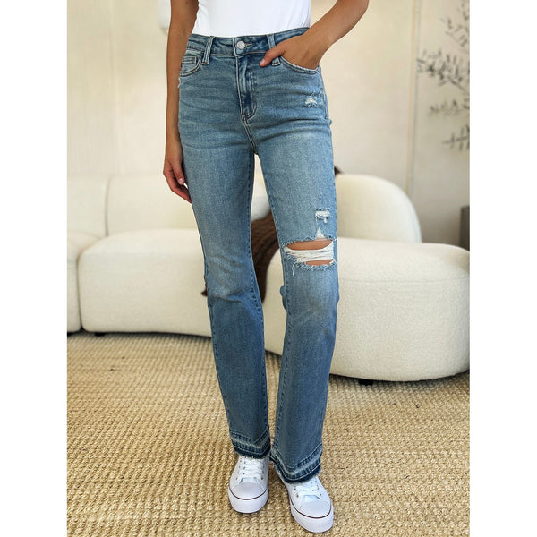 Judy Blue Mid Rise Destroyed Hem Distressed Jeans