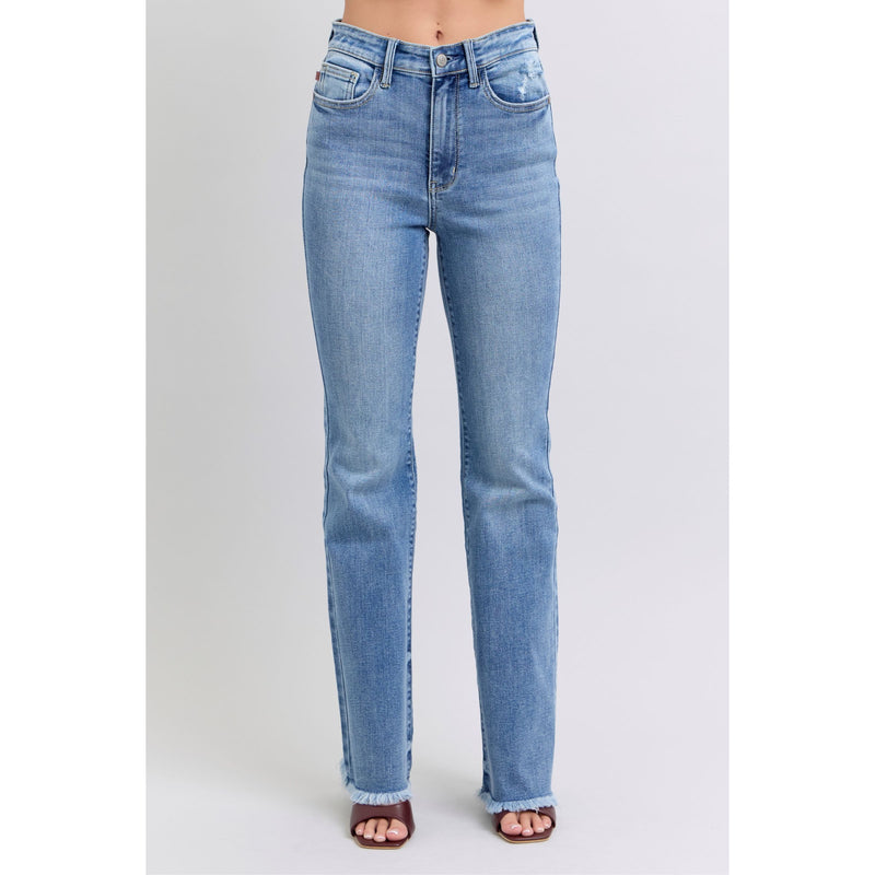 Judy Blue Raw Hem High Rise Bootcut Jeans