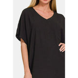 Zenana V-Neck Tee Dress with Pockets