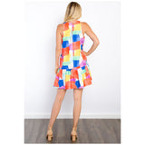 Be Stage Abstract Print Ruffle Hem Mini Dress with Pockets