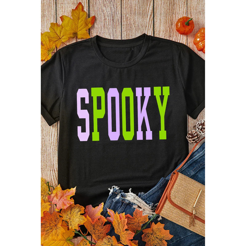 SPOOKY Round Neck Short Sleeve T-Shirt