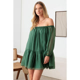 Le Lis Organza Off Shoulder Puff Sleeve Mini Dress