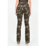 American Bazi V-Cut Ruched Camo Flare Pants