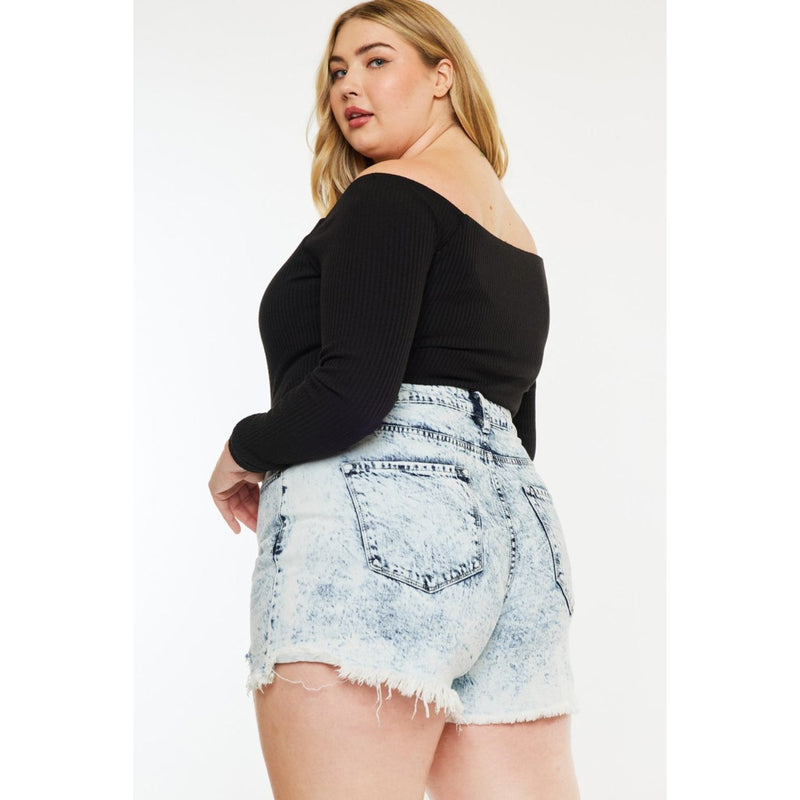 Kancan Distressed High Waist Denim Shorts