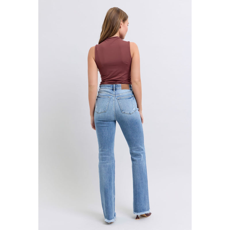 Judy Blue Raw Hem High Rise Bootcut Jeans