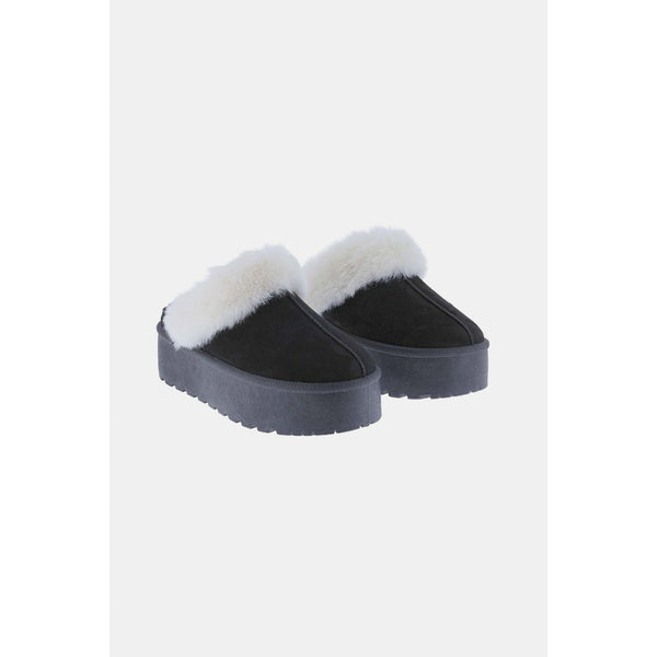 Weeboo Thick Bottom Fur Trim Snow Slippers