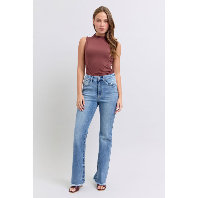 Judy Blue Raw Hem High Rise Bootcut Jeans