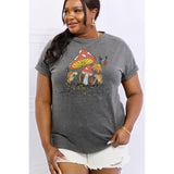 Simply Love Mushroom & Butterfly Graphic Cotton T-Shirt