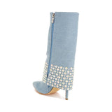 Mike Drop Diamante & Rhinestones Denim Boots