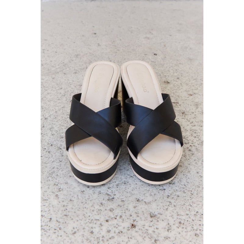 Cherish The Moments Contrast Platform Sandals- Black - Spicie's Boutique