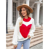 Heart Graphic Round Neck Sweater - Spicie's Boutique