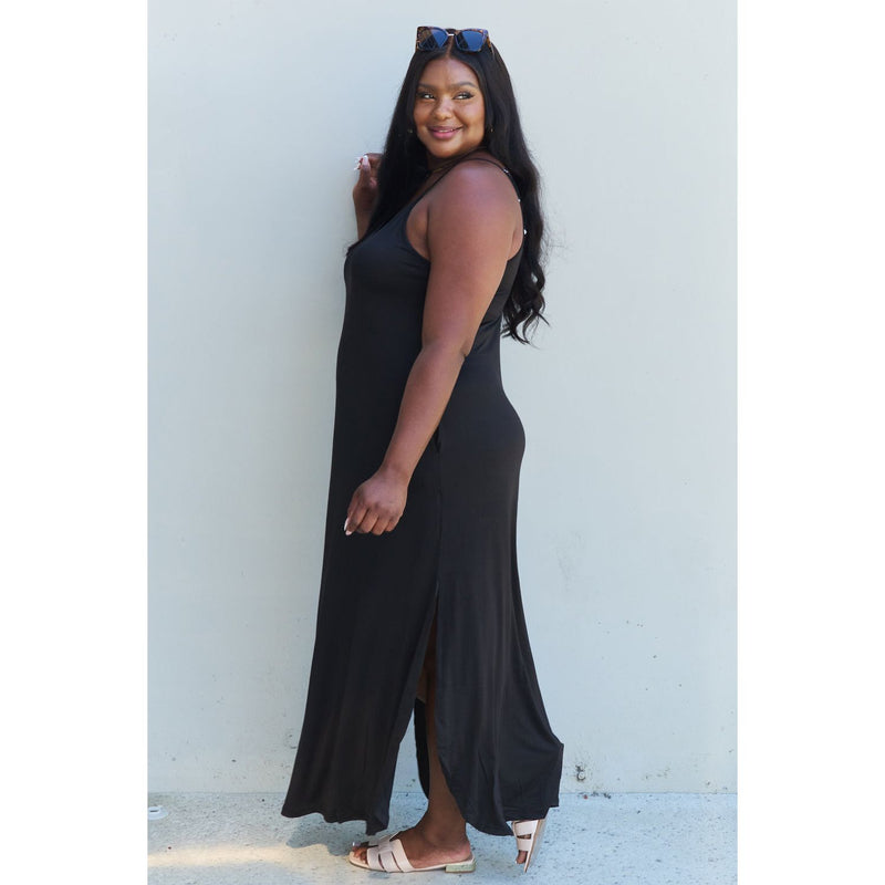 Good Energy Cami Side Slit Maxi Dress- Black - Spicie's Boutique